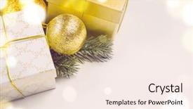  Presentation with white christmas - Amazing PPT theme having decorative-christmas-gift-boxes and a sky blue colored foreground
