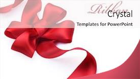  Presentation with gift ribbon - PPT layouts enhanced with decorative christmas ribbons - red satin gift bow ribbon background and a  colored foreground