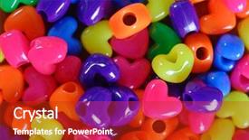  Presentation with colored - PPT layouts with decorative-colored-loveheart-shaped-beads background and a crimson colored foreground