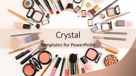  Presentation with cosmetic - Slide set consisting of decorative cosmetic set on white background and a lemonade colored foreground