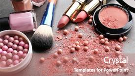  Presentation with beauty makeup - Slide set with decorative cosmetics and accessories background and a coral colored foreground