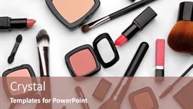  Presentation with makeup artist - Audience pleasing PPT theme consisting of professional makeup artist on white backdrop and a coral colored foreground