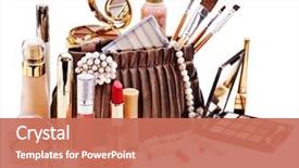  Presentation with makeup - Presentation theme enhanced with decorative cosmetics for makeup close background and a coral colored foreground