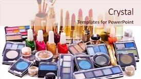  Presentation with makeup - Presentation design featuring decorative cosmetics for makeup close background and a lemonade colored foreground