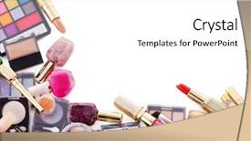  Presentation with makeup and cosmetics - Slide set having decorative cosmetics for makeup copy background and a white colored foreground