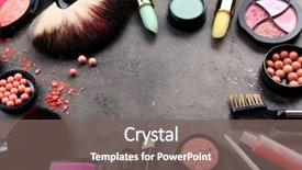  Presentation with cosmetics - PPT theme having decorative cosmetics laying background and a gray colored foreground