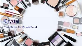  Presentation with cosmetics - PPT layouts enhanced with decorative cosmetics on white background background and a sky blue colored foreground