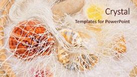  Presentation with fishing net - Theme with decorative fishing net against white background and a lemonade colored foreground