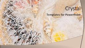  Presentation with white pigeon against the blue - Colorful PPT layouts enhanced with decorative fishing net against white backdrop and a  colored foreground