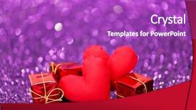  Presentation with glitter - Beautiful PPT theme featuring decorative handmade hearts and gifts on shiny glitter background backdrop and a purple colored foreground
