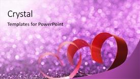 Presentation with glitter - Cool new slide deck with decorative hearts of red ribbon on shiny glitter background backdrop and a lavender colored foreground