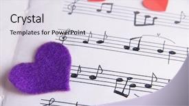  Presentation with music book - Colorful slide set enhanced with decorative hearts on music book backdrop and a sky blue colored foreground