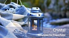  Presentation with rock - Colorful presentation theme enhanced with decorative lamp basket and plaid backdrop and a ocean colored foreground