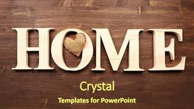  Presentation with letters - Beautiful PPT theme featuring decorative letters forming word home with heart on wooden background backdrop and a tawny brown colored foreground
