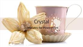  Presentation with lantern - Presentation theme enhanced with decorative metallic lantern and artificial flower isolated on white background and a coral colored foreground