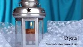  Presentation with metallic - PPT theme featuring decorative metallic lantern on fabric background and a  colored foreground