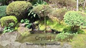  Presentation with pond - PPT theme featuring decorative-pond-in-hasedera-hase background and a yellow colored foreground