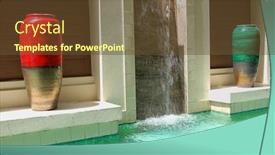  Presentation with thai - Cool new PPT layouts with decorative pots beside a pool at a thai hotel backdrop and a tawny brown colored foreground