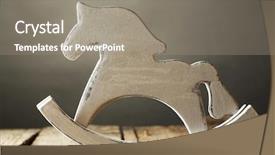  Presentation with horse - Beautiful PPT theme featuring decorative rocking horse on wooden backdrop and a gray colored foreground