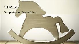  Presentation with dark vintage wood table texture - PPT layouts featuring decorative rocking horse on wooden background and a soft green colored foreground