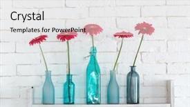  Presentation with flowers vase - Cool new theme with decorative shelf on white brick wall with flowers in vase on it backdrop and a white colored foreground