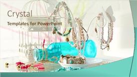  Presentation with jewelry - PPT layouts consisting of decorative stand with jewelry and bijouterie on table in room background and a cream colored foreground