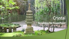  Presentation with bamboo - Slide set with decorative stone pagoda and bamboo background and a gray colored foreground