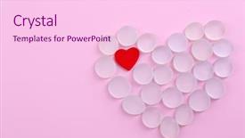  Presentation with shape heart - Amazing presentation theme having decorative stones in heart shape on pink background backdrop and a pink colored foreground