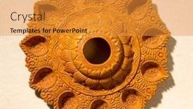  Presentation with terra - Slide set having decorative-terra-cotta-diwali-lamp background and a gold colored foreground