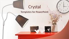 Presentation with clock - PPT layouts having decorative things - room interior with red wooden background and a lemonade colored foreground