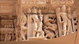  Presentation with world heritage - PPT theme featuring decorative-wall-carving-ornament background and a coral colored foreground