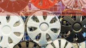  Presentation with auto - Slide deck enhanced with decorative wheel covers closeup auto tuning background and a red colored foreground