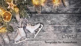  Presentation with free traditional - Beautiful slide set featuring decorative-wooden-traditional-christmas-garlands backdrop and a light gray colored foreground