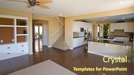  Presentation with community development - Audience pleasing PPT theme consisting of decorator interiors of a model home in a new community development backdrop and a tawny brown colored foreground