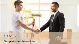  Presentation with paint roller - Presentation theme enhanced with decorator-with-a-paint-roller background and a lemonade colored foreground