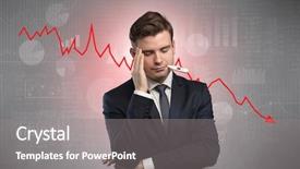  Presentation with performance - Slide deck enhanced with decrease - young sick businessman with decreasing background and a gray colored foreground