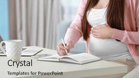  Presentation with pregnant woman cleaning - Amazing PPT theme having decree - beautiful young pregnant woman working backdrop and a  colored foreground