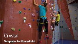  Presentation with athletes - Presentation theme having dedicated-athletes-climbing-wall background and a tawny brown colored foreground