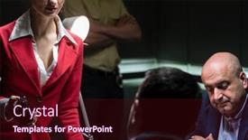  Presentation with confession - PPT theme with dedicated-female-prosecutor-holding background and a wine colored foreground