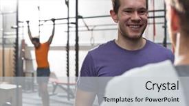  Presentation with barbell - Slides enhanced with dedicated man lifting barbell in gym background and a light gray colored foreground