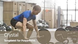  Presentation with barbell - Slides featuring dedicated man lifting barbell in gym background and a coral colored foreground
