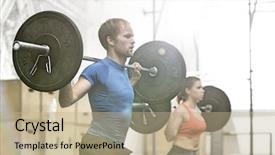  Presentation with barbell - Amazing theme having dedicated man lifting barbell in gym backdrop and a coral colored foreground