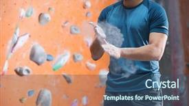  Presentation with rock wall - Cool new PPT layouts with dedicated man shouting by climbing backdrop and a ocean colored foreground