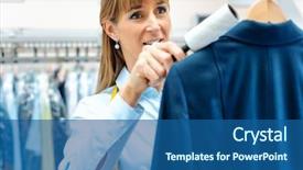  Presentation with dry cleaning - Colorful PPT theme enhanced with dedicated woman in dry cleaning backdrop and a ocean colored foreground