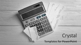  Presentation with calculator - Amazing presentation theme having gray calculator on wooden background backdrop and a light gray colored foreground