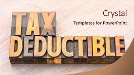  Presentation with tax abstract - PPT theme with tax deductible word abstract in vintage lettepress wood type finance concept background and a lemonade colored foreground