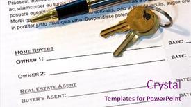  Presentation with new home - Amazing slide deck having deed - contract for the sale backdrop and a sky blue colored foreground