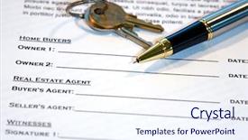  Presentation with new home - Beautiful PPT layouts featuring deed - contract for the sale backdrop and a sky blue colored foreground