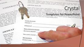  Presentation with deed - Presentation theme having deed - contract for the sale background and a light gray colored foreground