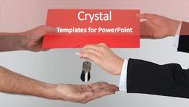  Presentation with deed - Cool new PPT theme with deed - exchanging signed contract for keys backdrop and a coral colored foreground